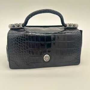 Chic Black Brighton Crocodile-Embossed Clutch Small Carry Bag